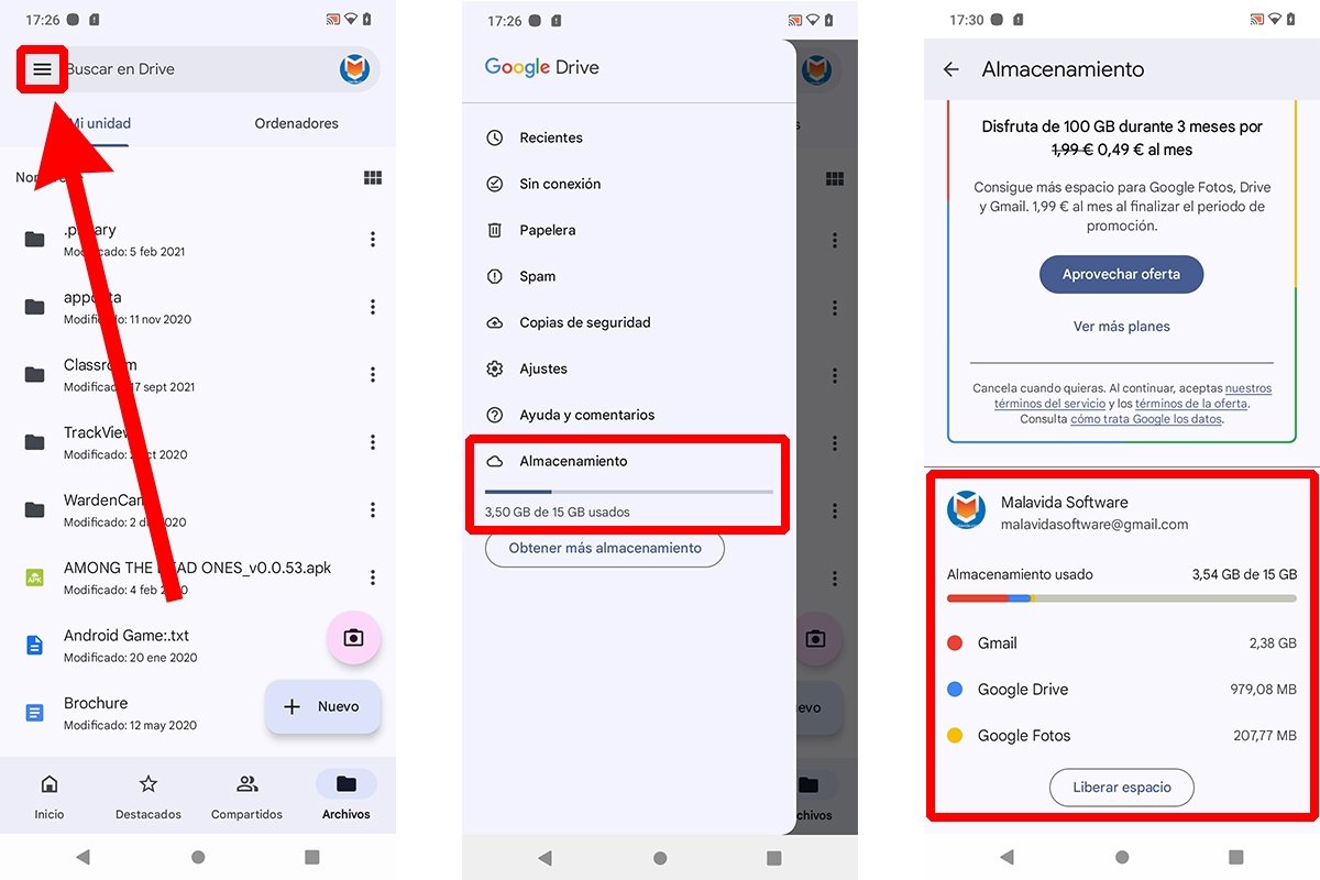 Cómo saber cuánto espacio tienes disponible en tu cuenta de Google