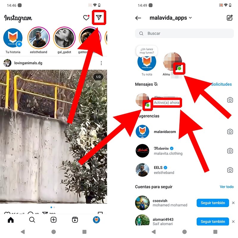 Cómo saber si alguien está online y activo en Instagram