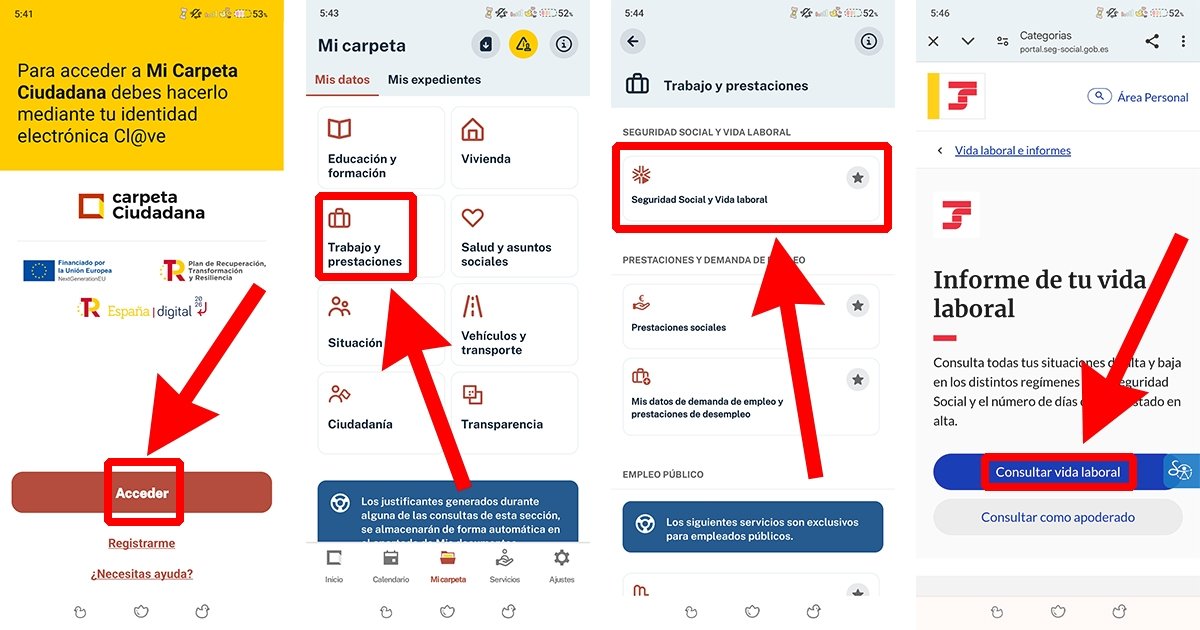 Cómo solicitar vida laboral con la app Mi Carpeta Ciudadana