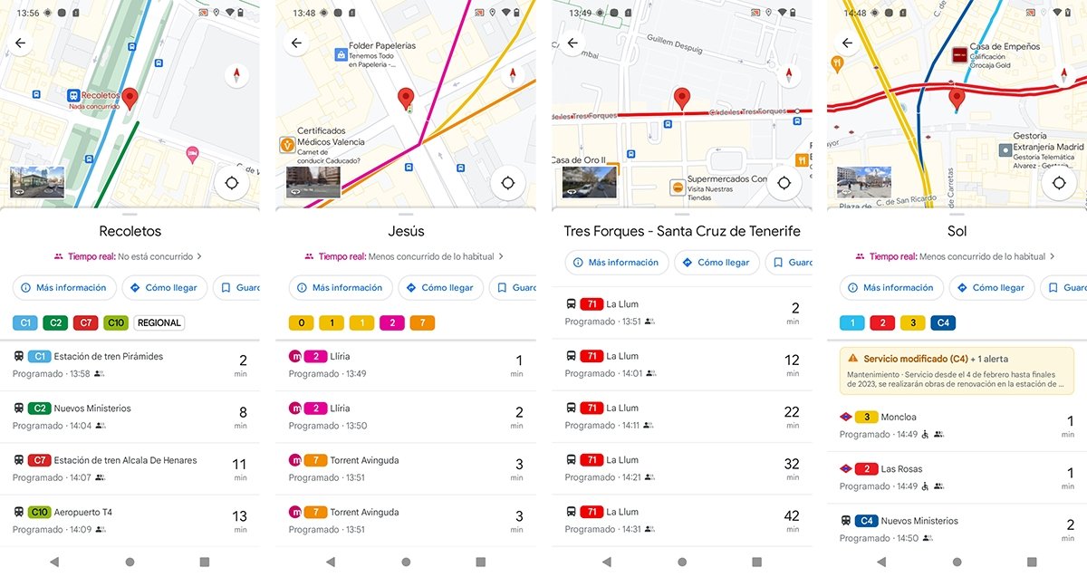 Cómo ver la información sobre paradas de bus o metro en Google Maps