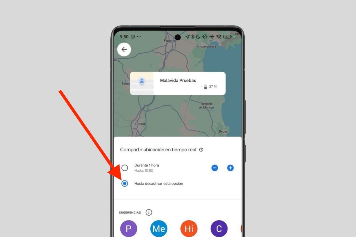 Compartir indefinidamente la ubicación en Google Maps