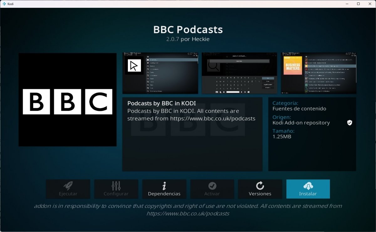 Complemento para escuchar los podcast de la BBC