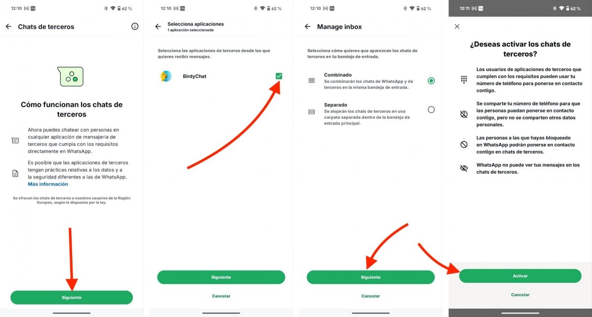 Completando la configuración de los chats de terceros