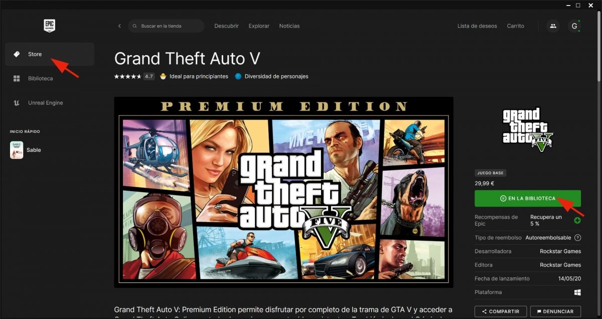 Comprar GTA V en Epic Games