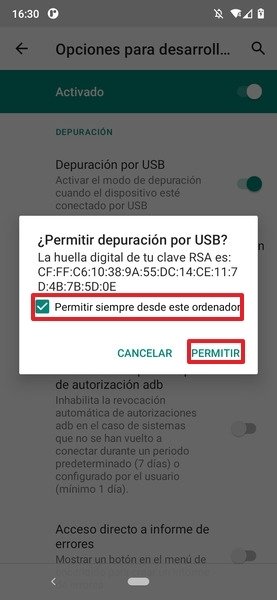 Confiar en el PC que intenta conectarse al teléfono