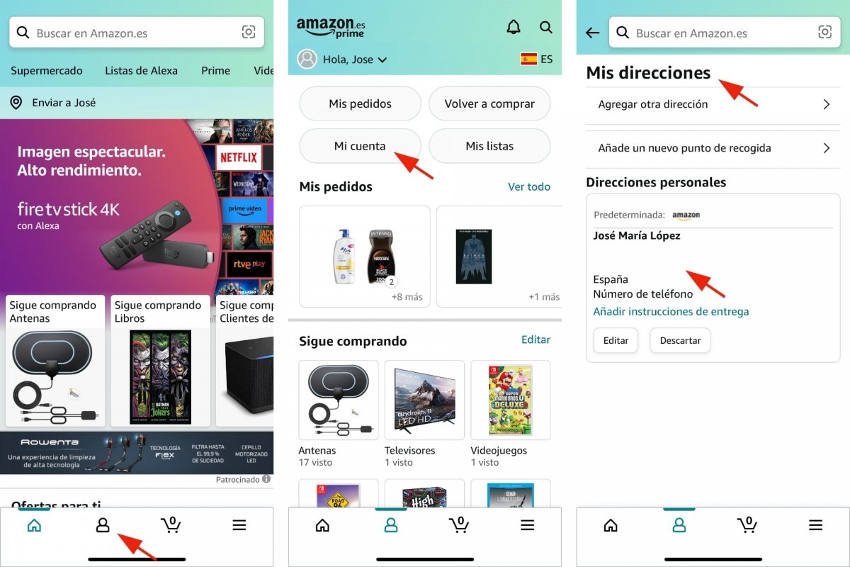 Configuración de direcciones y preferencias en Amazon para Android