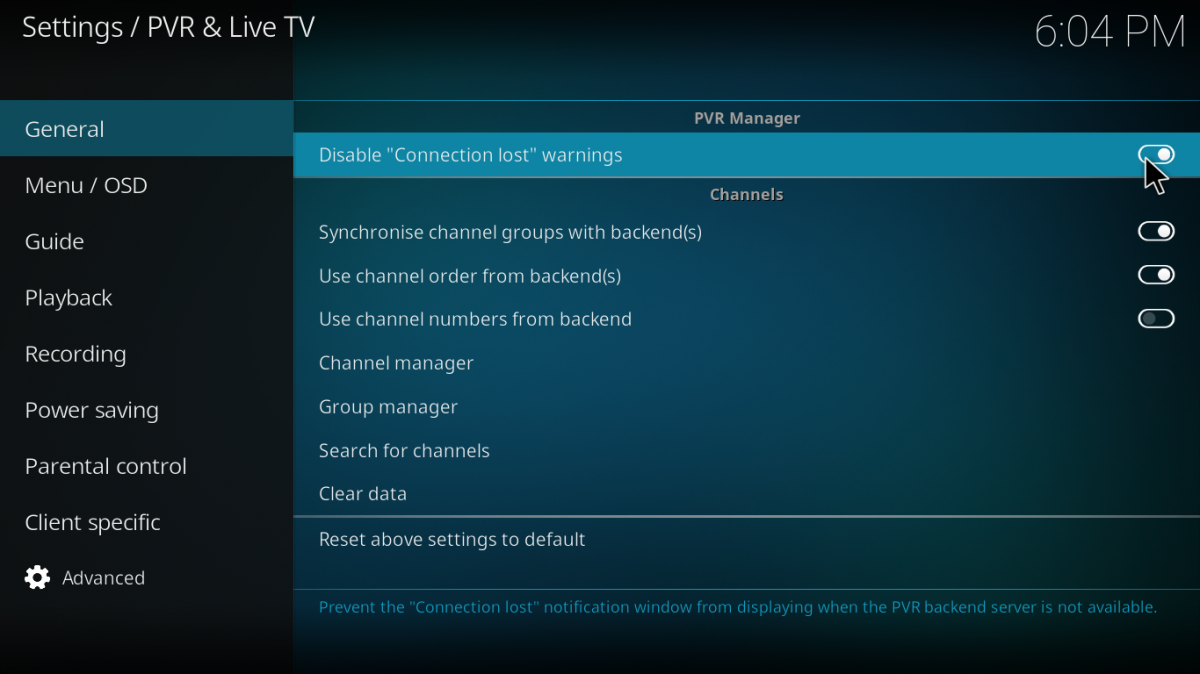 Configuración de PVR y TV en directo en Kodi