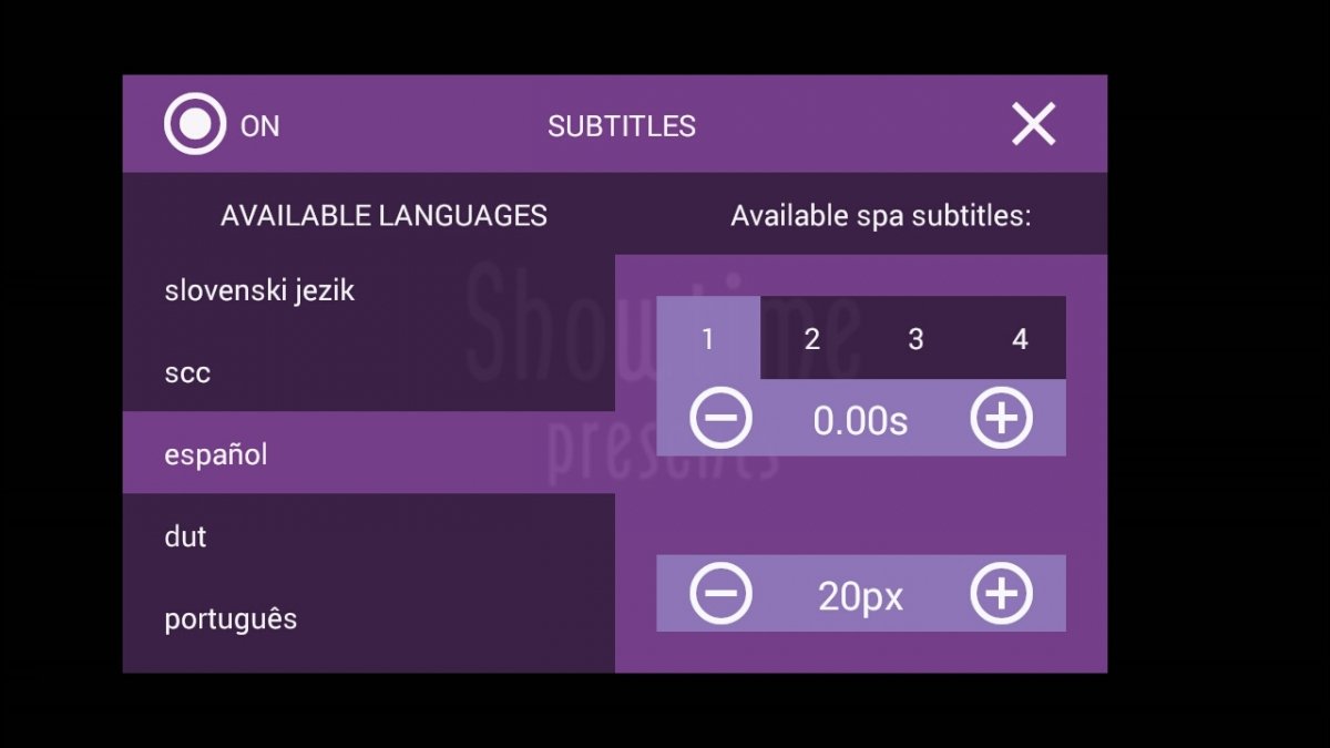 Configuración de subtítulos en Stremio