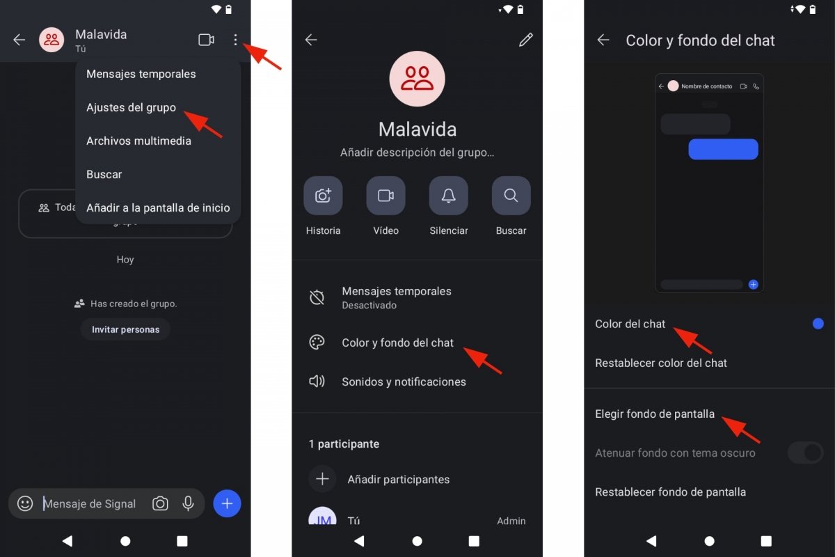 Configurar un grupo de Signal