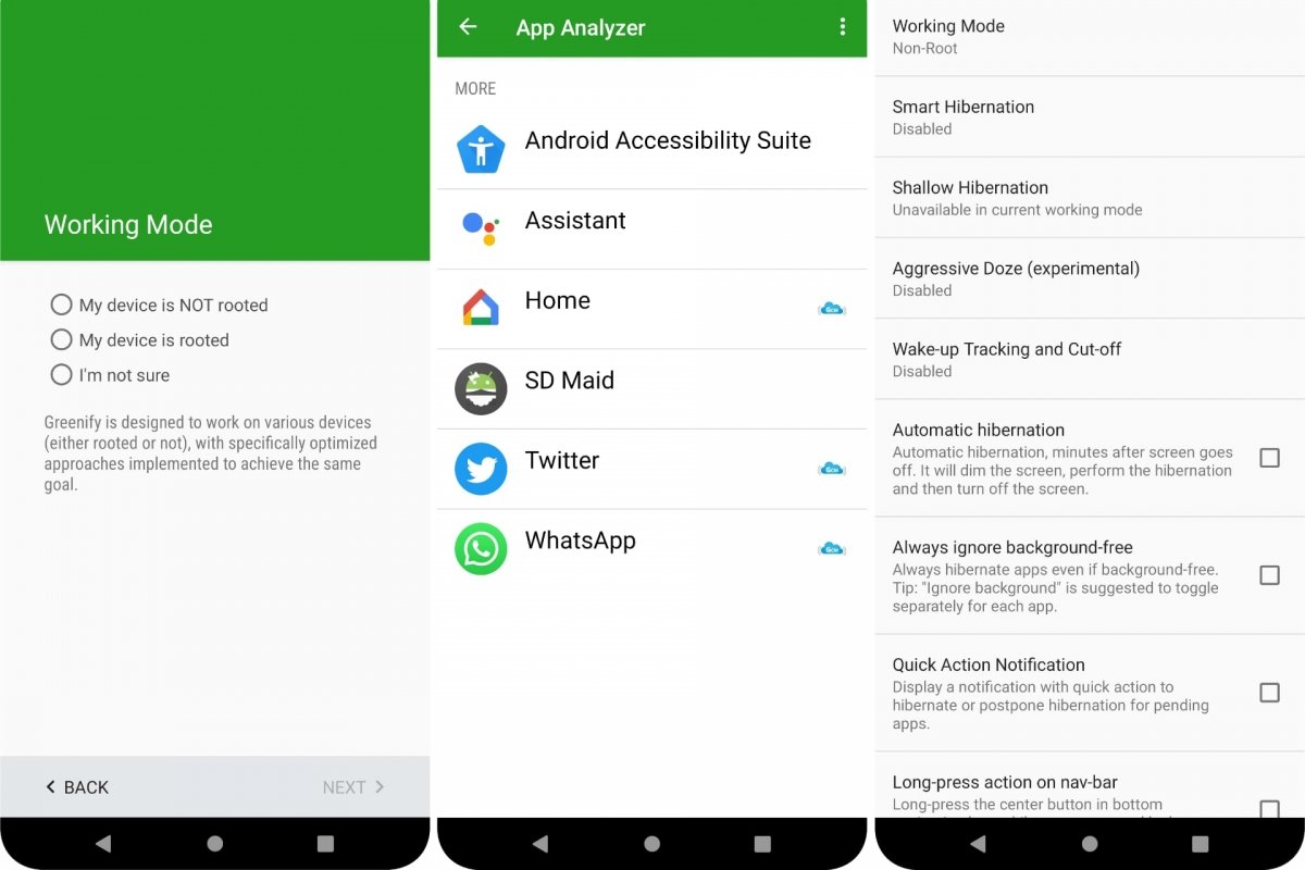 Congela apps Android con Greenify