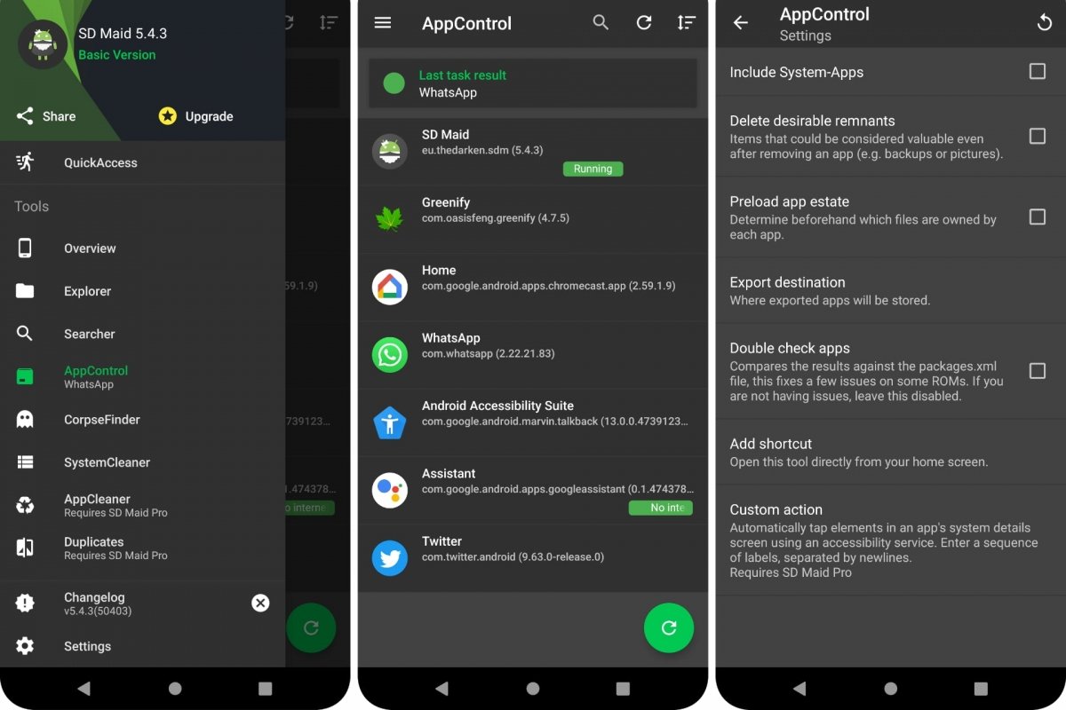 Congela apps Android con SD Maid