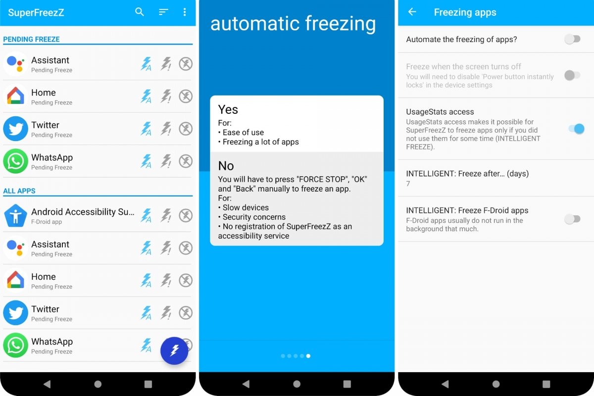 Congela apps Android con SuperFreezZ