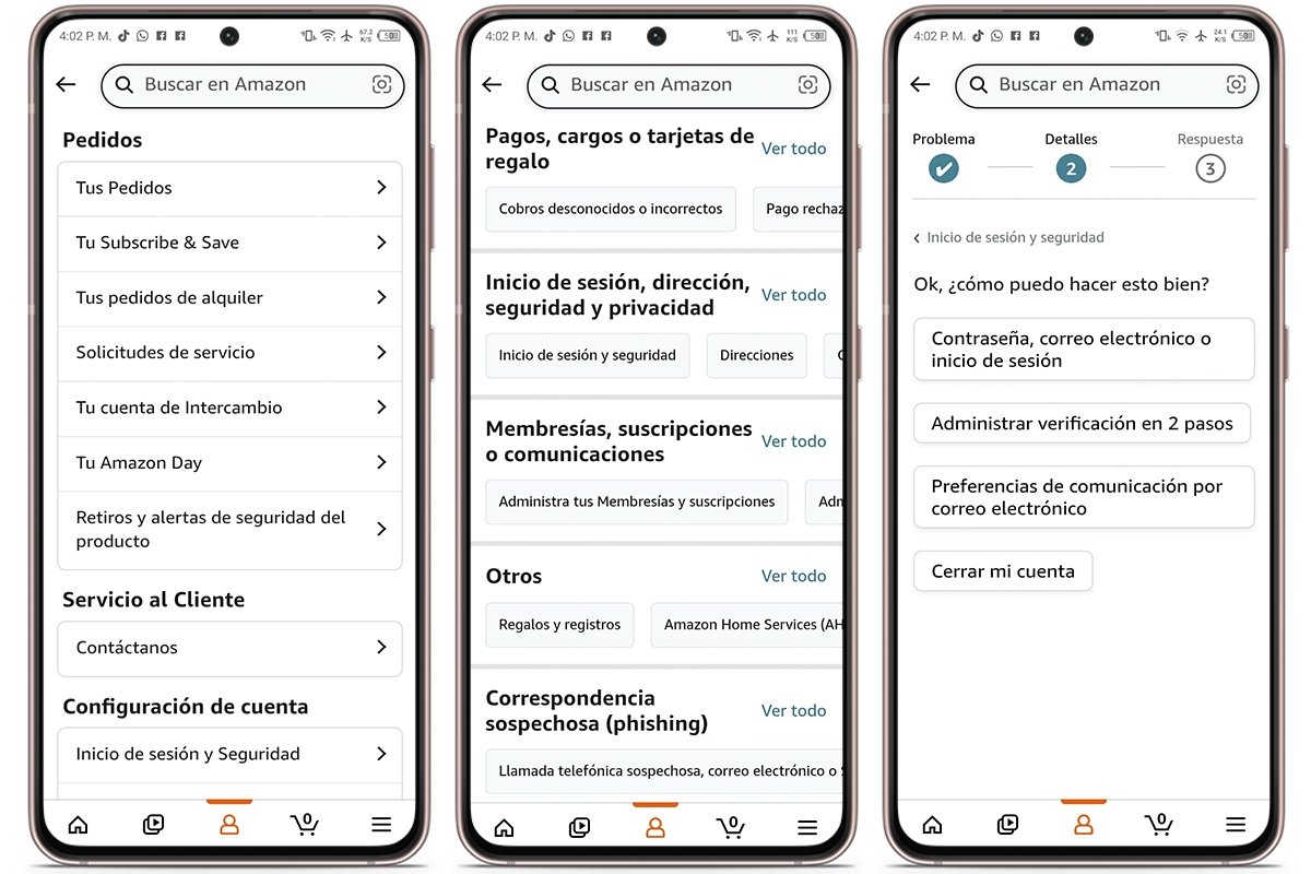 Contacta a Servicio al cliente