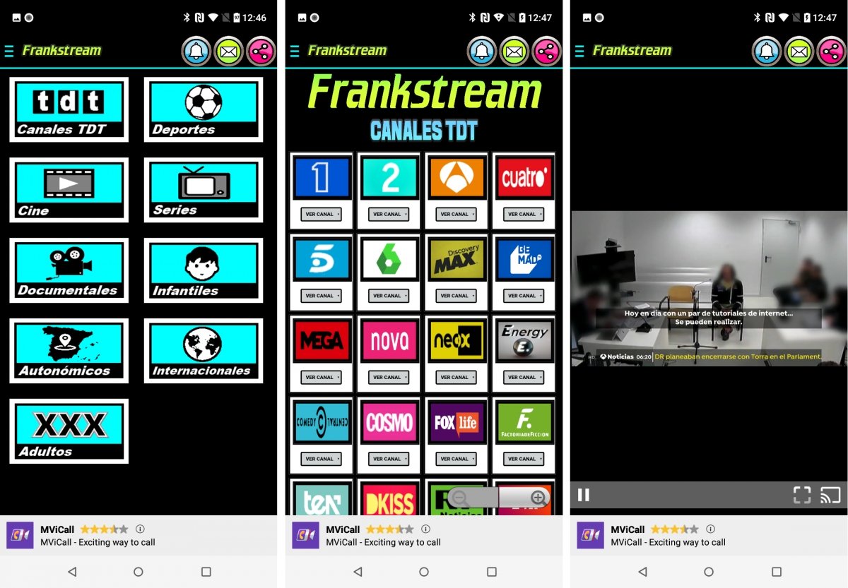 Contenidos disponibles en la app de Frankstream