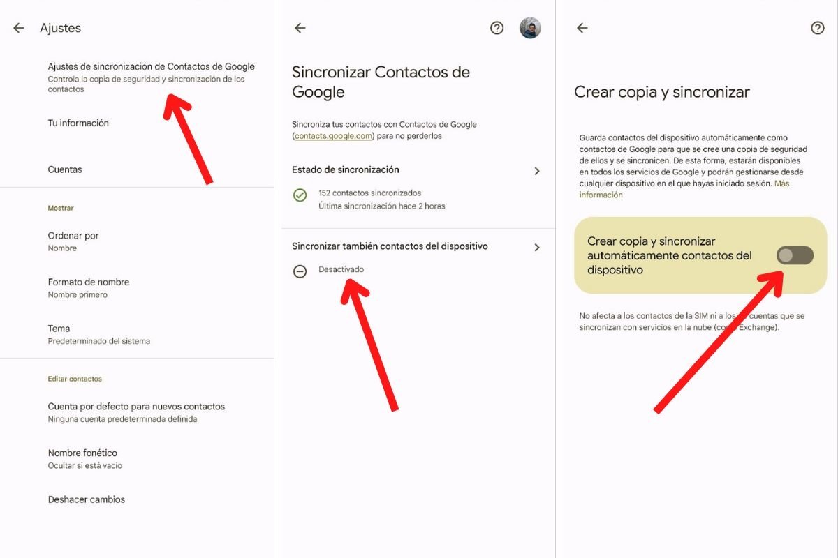 Crear una copia de seguridad de los contactos del dispositivo en Google Contacts