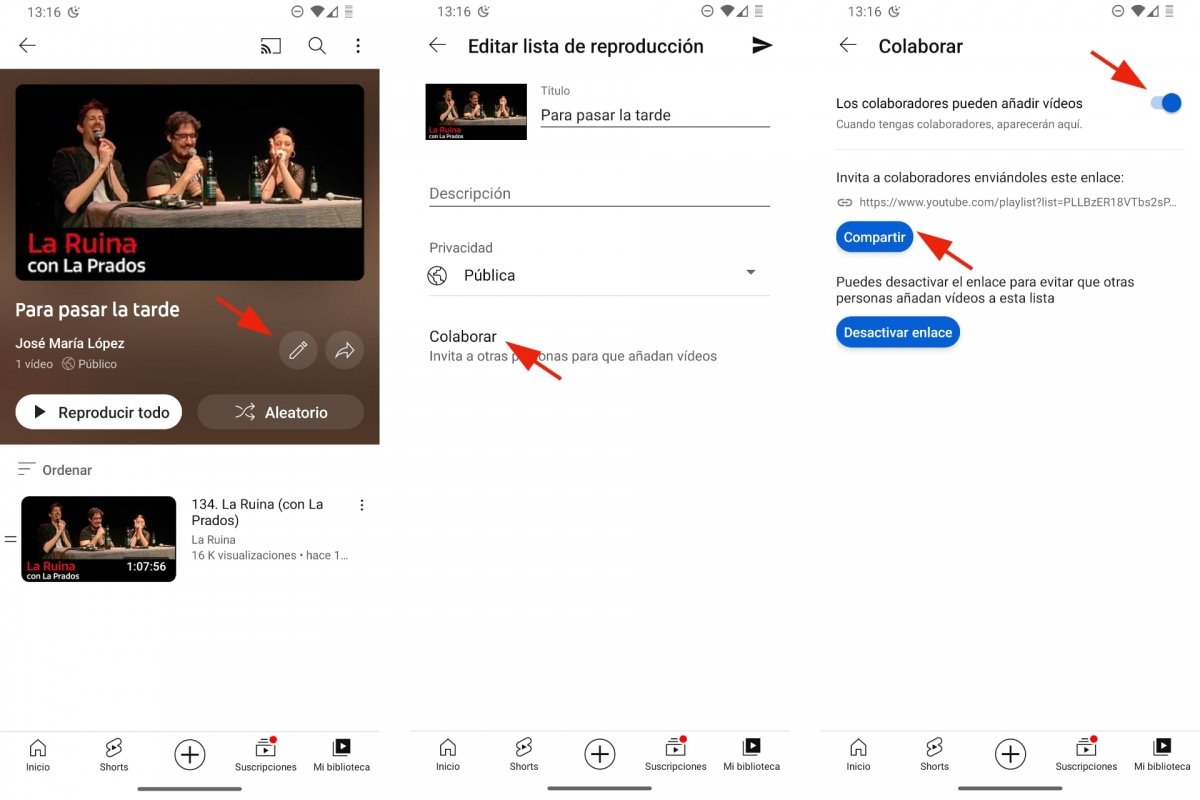 Crear una lista de reproducción colaborativa en YouTube