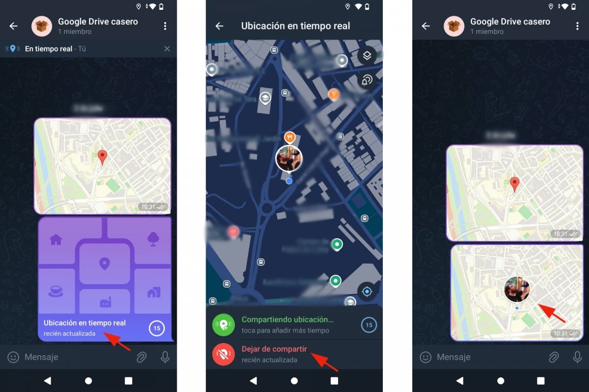 Dejar de compartir tu ubicación en Telegram
