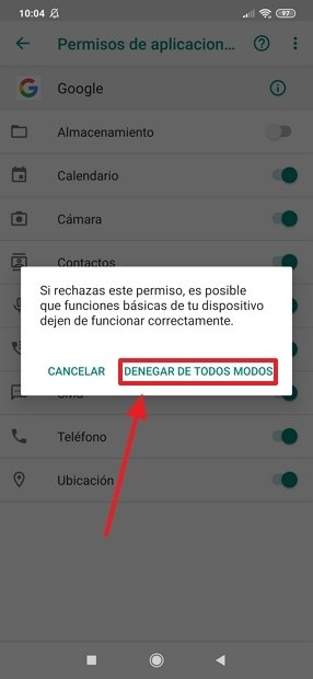 Denegar los permisos del micrófono a Google