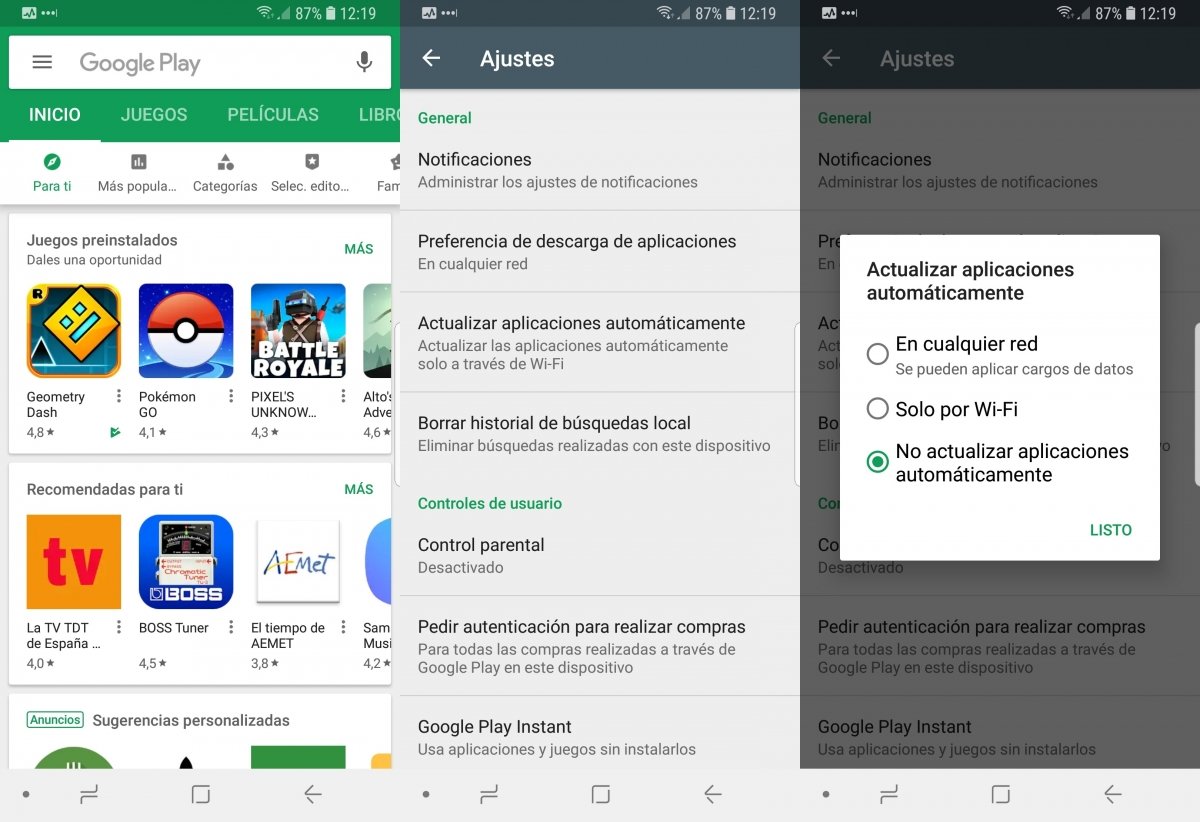 Desactivando las actualizaciones automáticas de apps