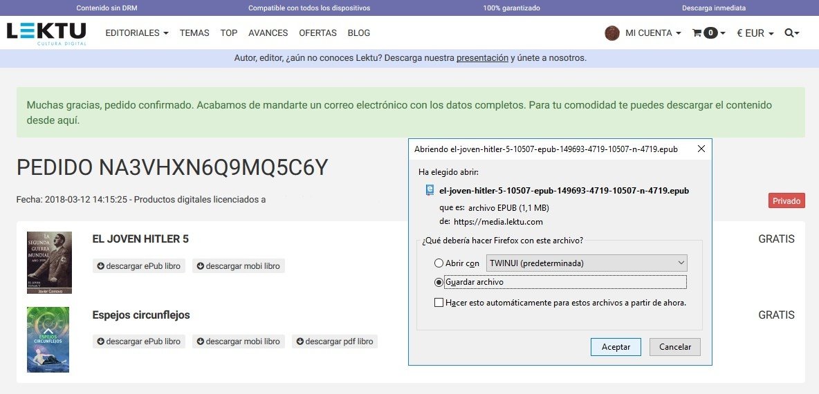 Descarga de un libro electrónico gratis en Lektu