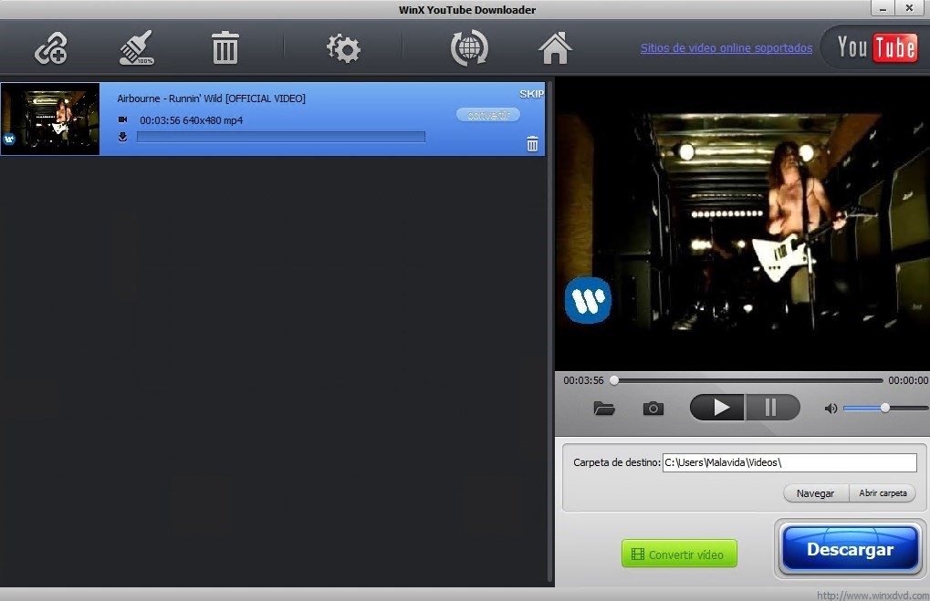 Descarga de un vídeo con WinX YouTube Downloader