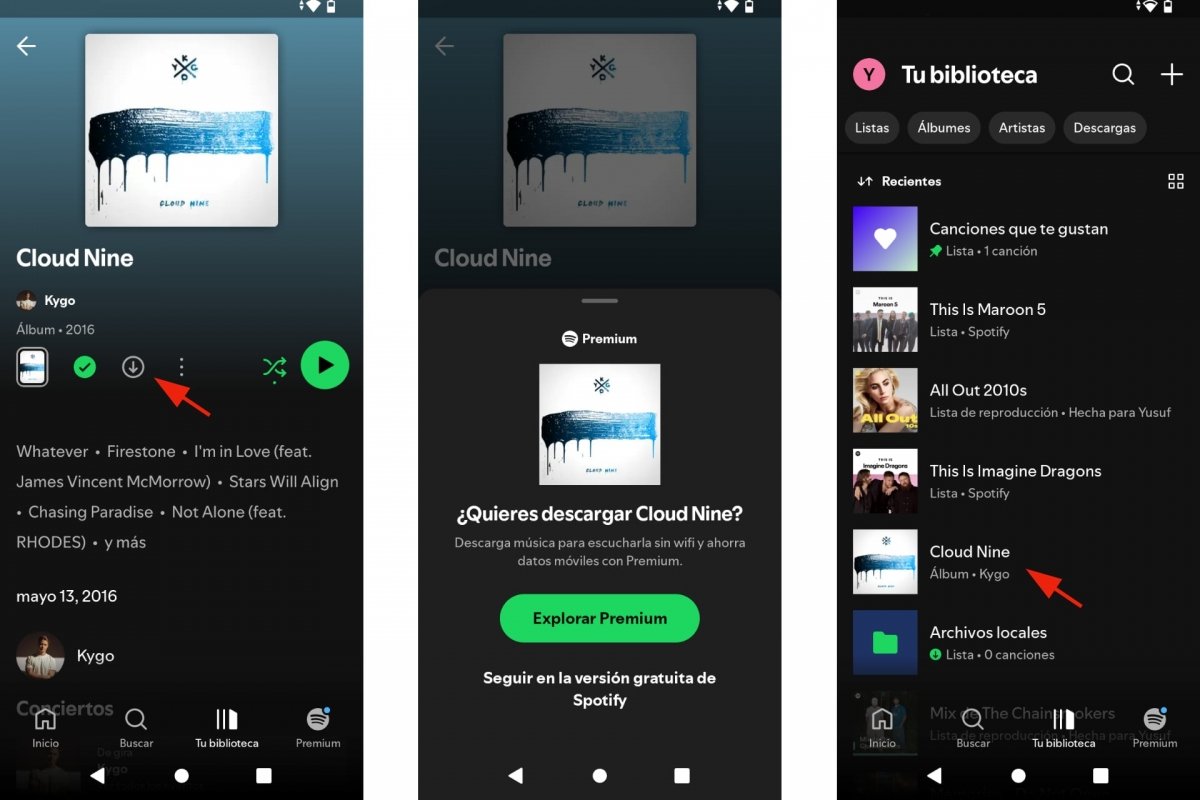 Descargar canciones en Spotify