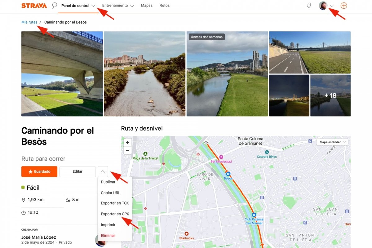 Descargar rutas Strava en GPX