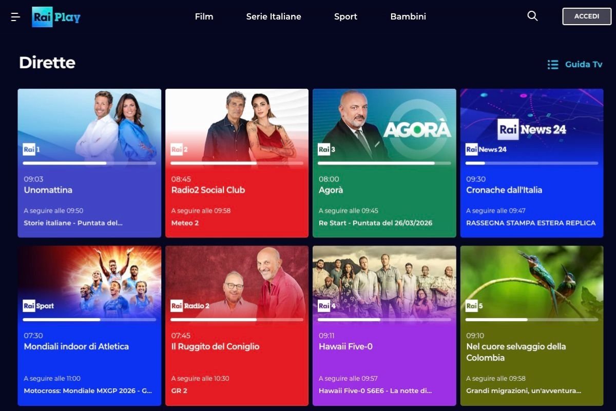 Desde la web de RAI puedes ver las emisiones de noticias de la televisión italiana