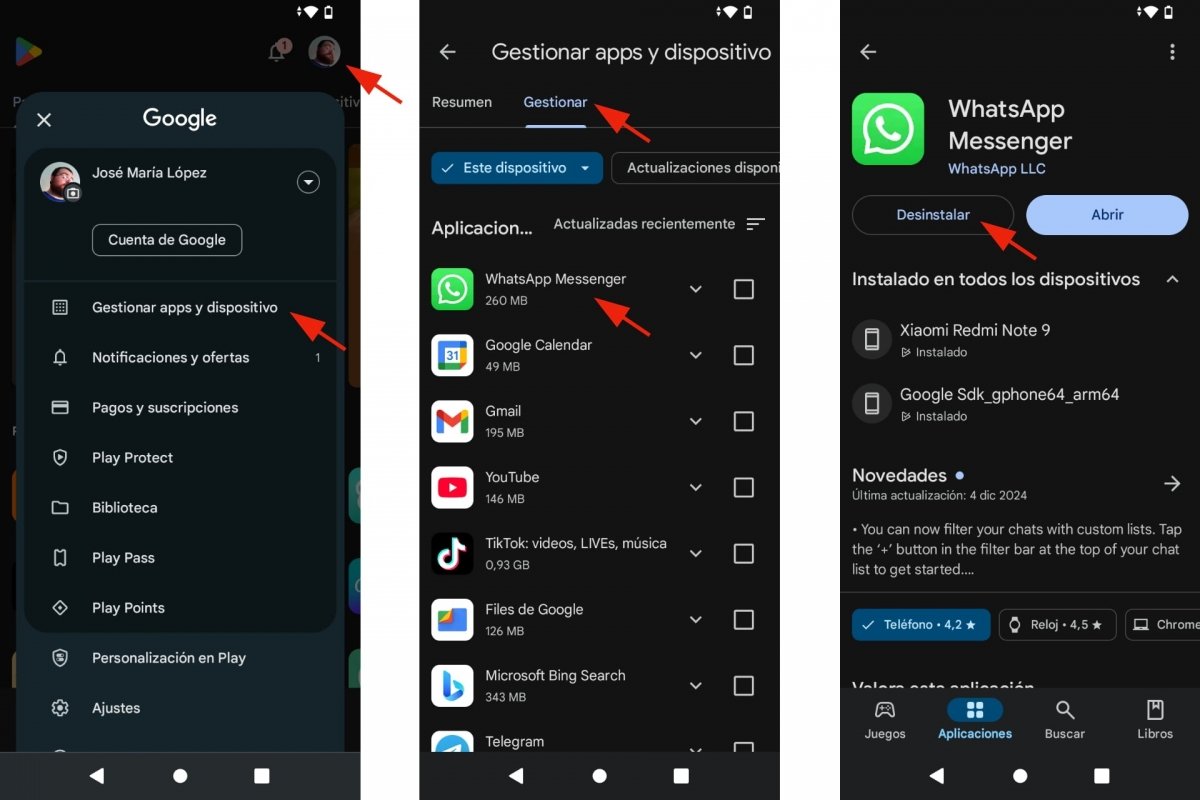 Desinstalar aplicaciones desde Play Store