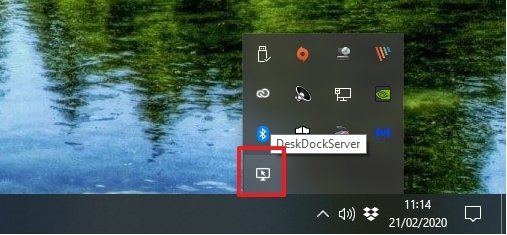 DeskDock en la bandeja del sistema