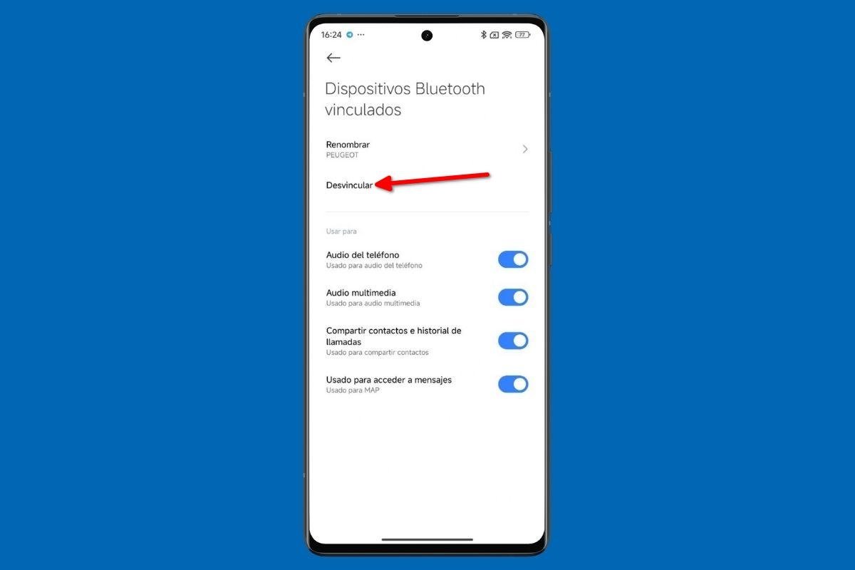 Desvincular el coche del menú de Bluetooth te permite volver a conectar ambos dispositivos desde cero
