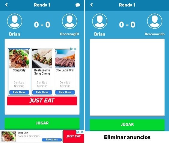 Diferencia entre una interfaz con y otra sin publicidad