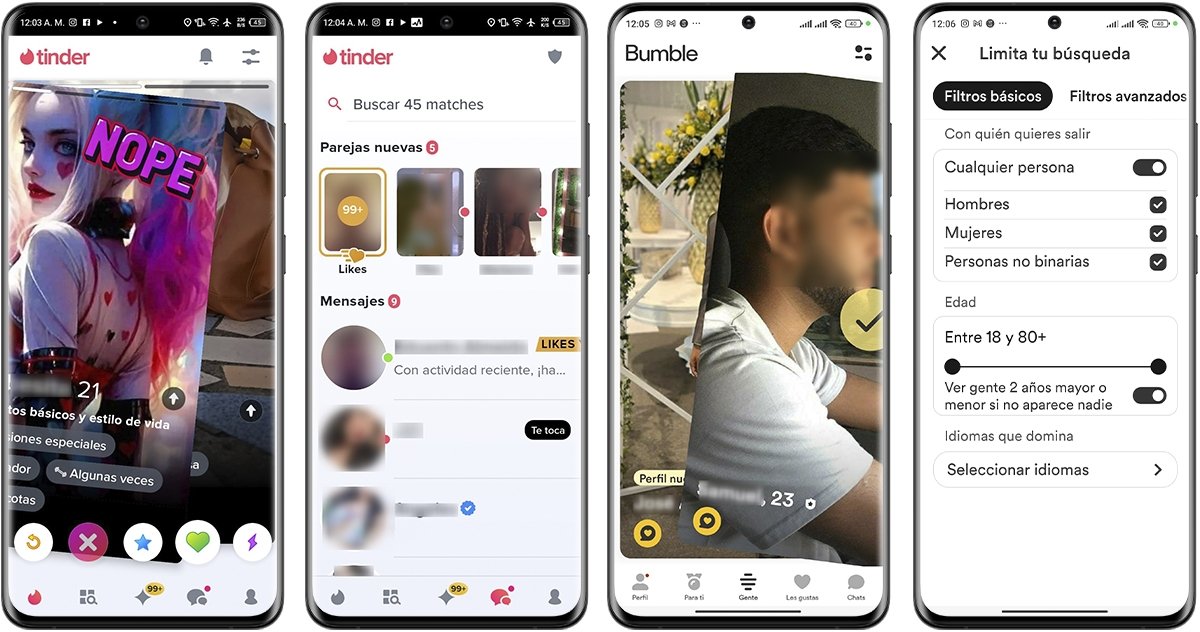 Diseno e interfaz de Tinder vs Bumble