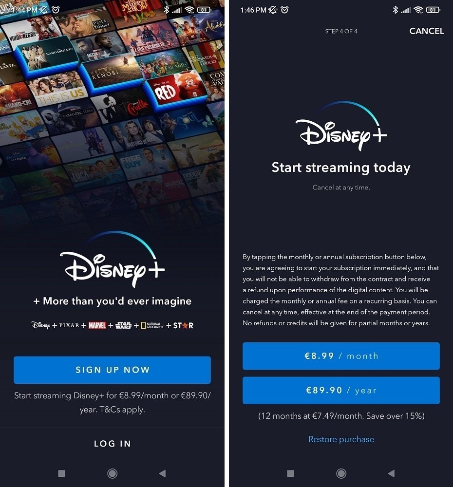Disney Plus ofrece dos modelos de suscripción diferentes