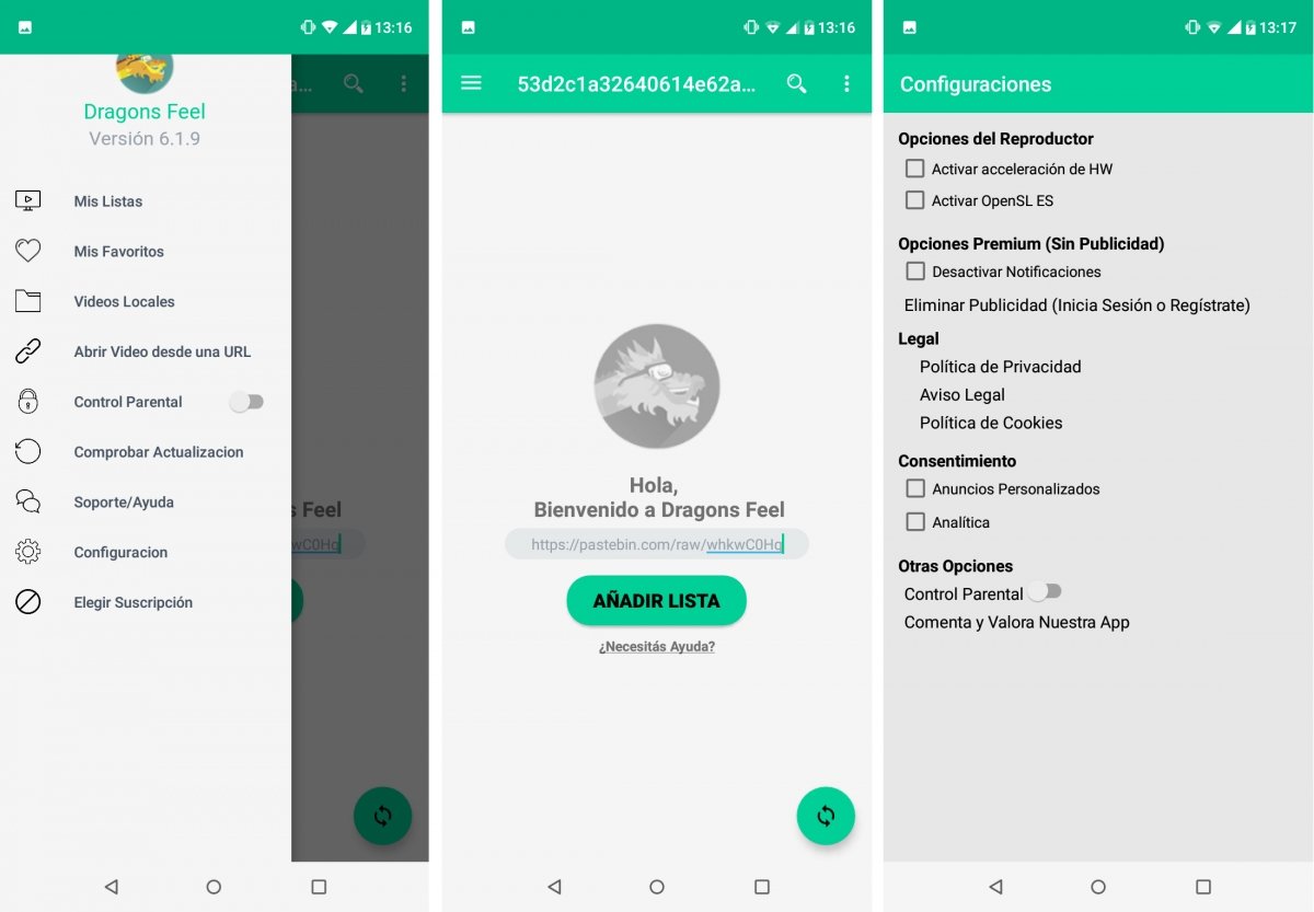 Dragons Feel es un simple reproductor de listas de canales