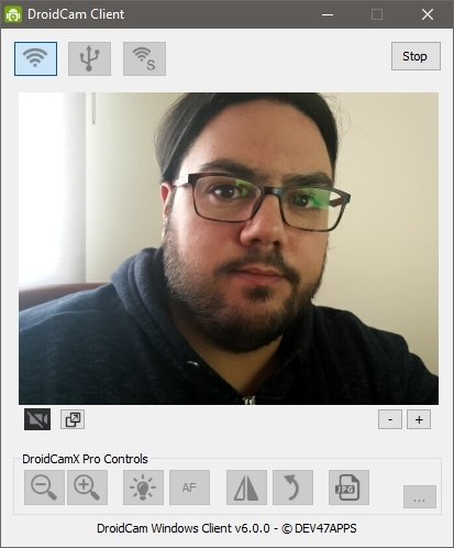 Droidcam funcionando en el PC