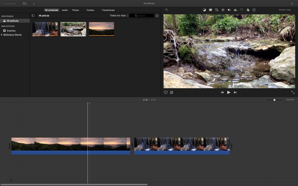 Editando un vídeo en iMovie
