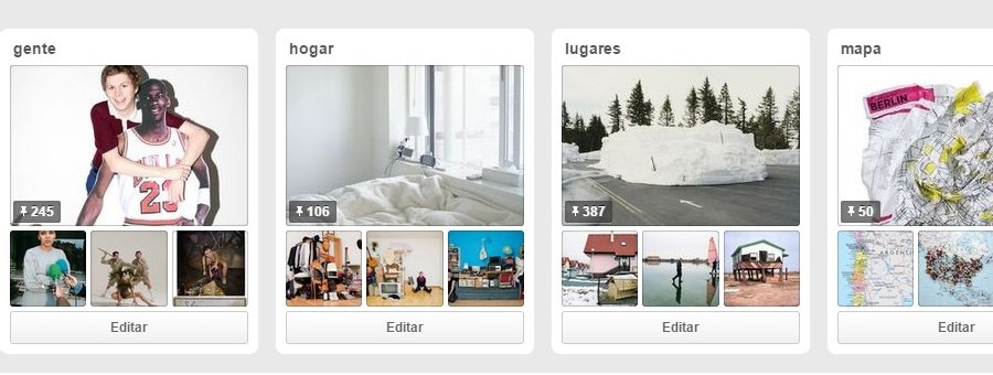 Ejemplo de pinboards o carpetas organizadas alfabéticamente
