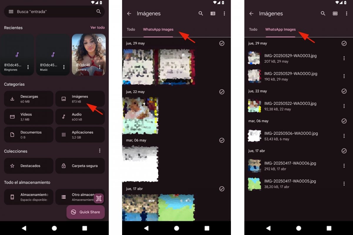El administrador de archivos de Android