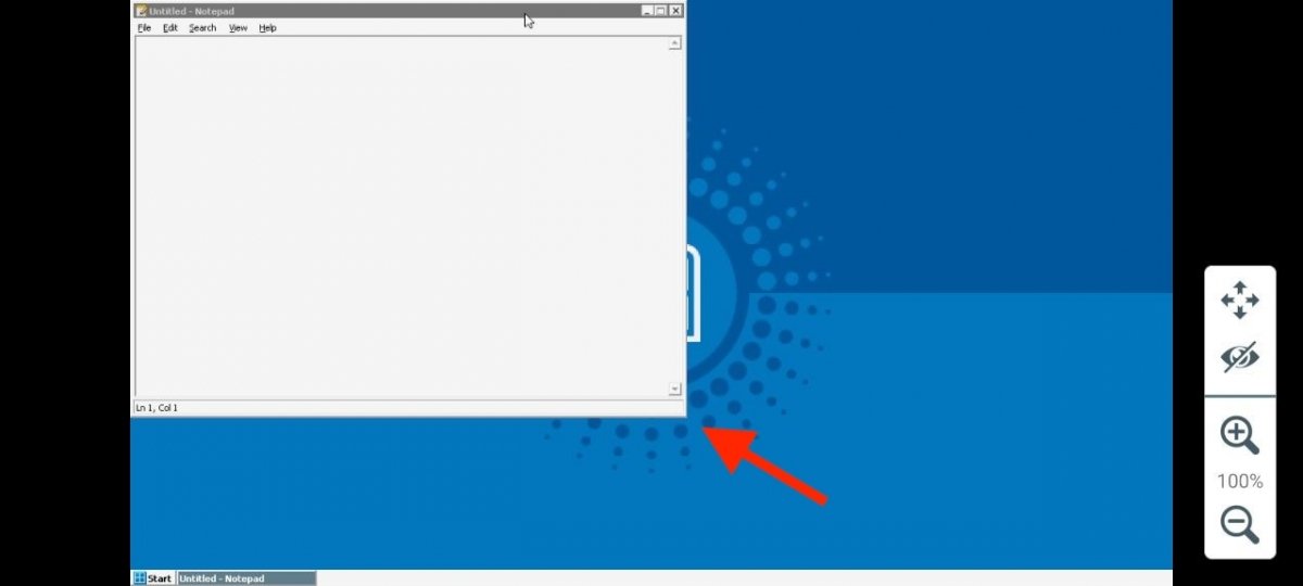 El bloc de notas clásico de Windows ejecutándose sobre Android