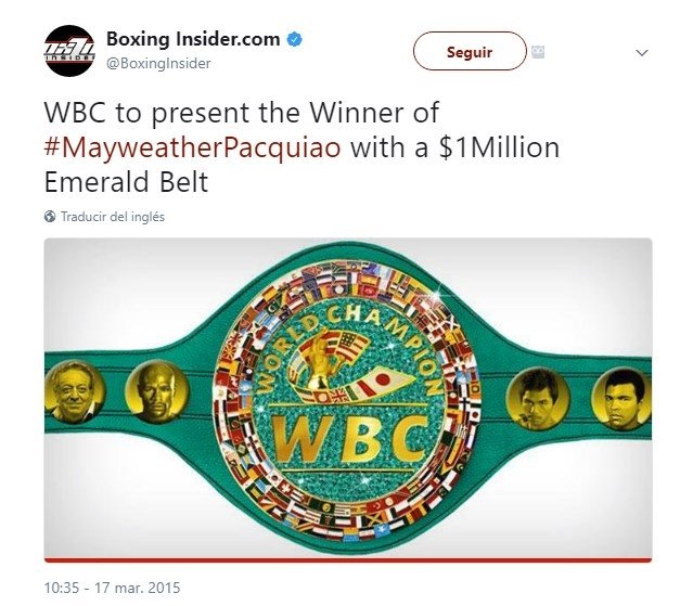 El cinturón que se llevará el ganador del combate