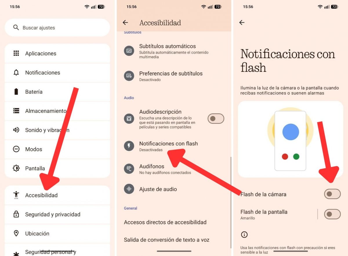 El flash de la cámara puede avisarte de nuevas notificaciones