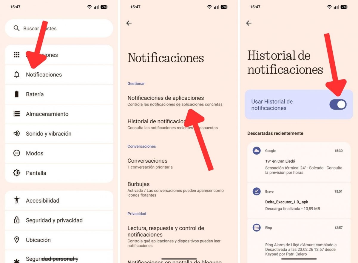 El historial de notificaciones te permite no perder ni un solo aviso