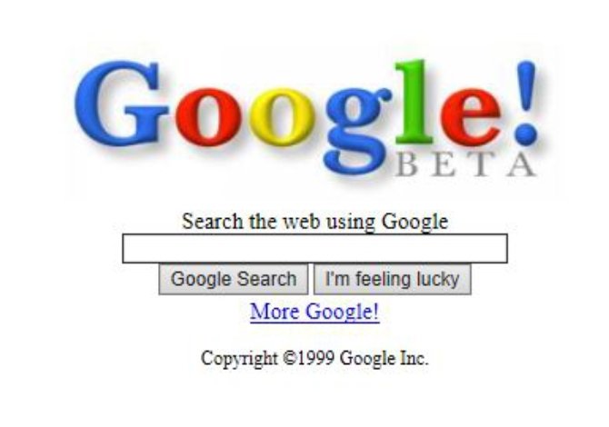 El minimalismo de Google del año 1999 contrastaba con las webs de la competencia