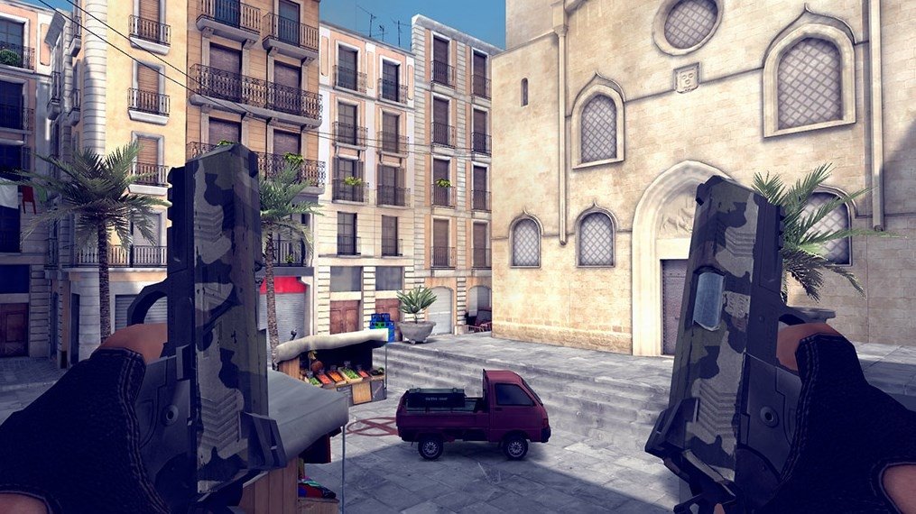 El personaje de Critical Ops con dos pistolas