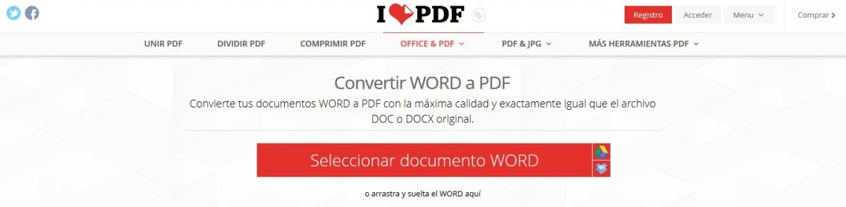 El proceso que ofrece iLovePDF para convertir archivos a PDF no puede ser más sencillo