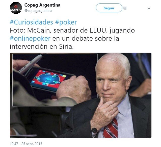 El Senador McCain cazado jugando al póker online durante el debate
