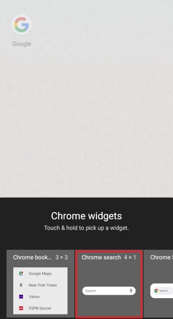 El widget de Búsqueda en Chrome