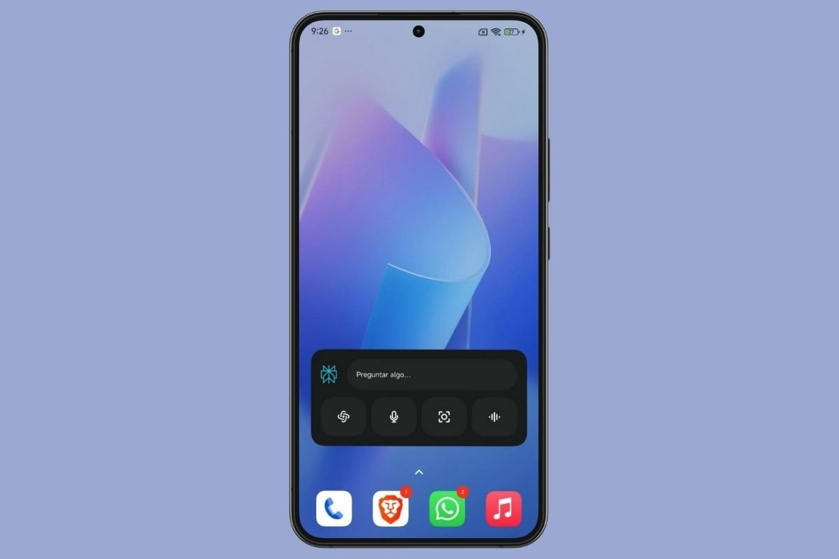 El widget de Perplexity te da acceso a sus principales funciones