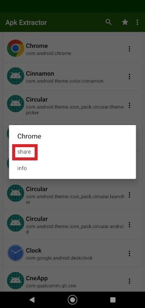 Elegimos compartir Chrome en APK Extractor